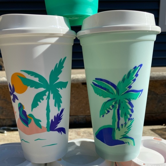 Starbuck Summer 2020 Hot/Cold Hawaiian Cup. I HAVE A WHITE & A LIGHT GREEN LEFT - Picture 7 of 16